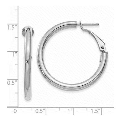14K White Gold 33mm Omega Back Tube Hoop Earrings – view 5