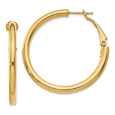 14K Yellow Gold 36mm Tube Hoop Earrings