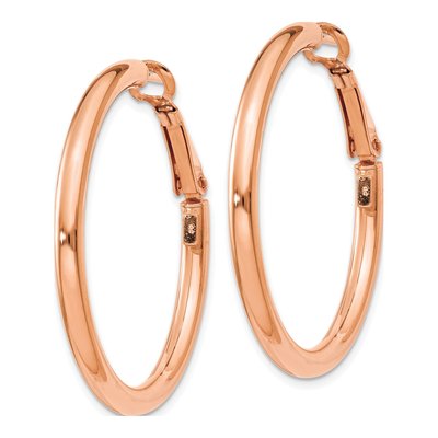 14K Rose Gold 36mm Round Tube Hoop Earrings – view 3