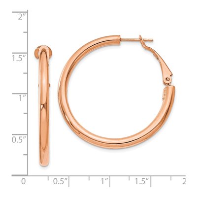 14K Rose Gold 36mm Round Tube Hoop Earrings – view 5