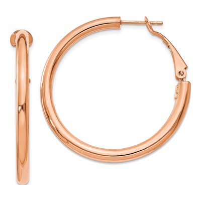 14K Rose Gold 36mm Round Tube Hoop Earrings