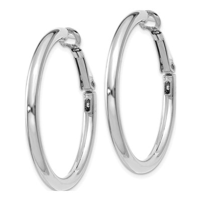 14K White Gold 36mm Round Omega Back Tube Hoop Earrings – view 3