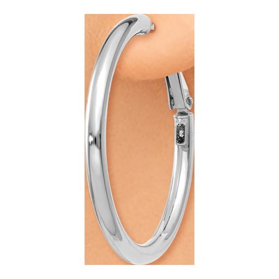 14K White Gold 36mm Round Omega Back Tube Hoop Earrings – view 4