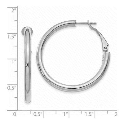 14K White Gold 36mm Round Omega Back Tube Hoop Earrings – view 5