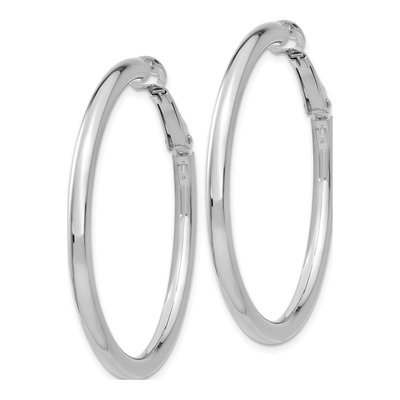 14K White Gold 41mm Omega Back Tube Hoop Earrings – view 3