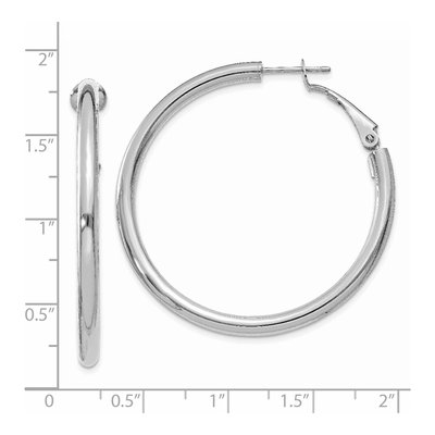 14K White Gold 41mm Omega Back Tube Hoop Earrings – view 5