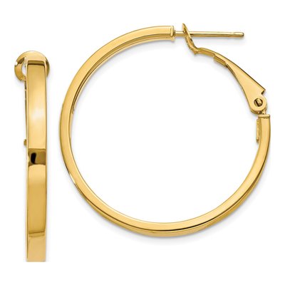 14K Yellow Gold 30mm Square Tube Hoop Earrings