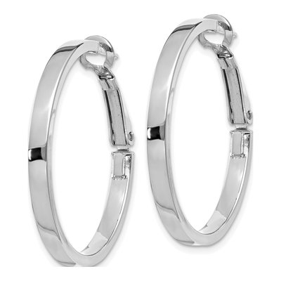 14K White Gold 30mm Omega Back Hoop Earrings – view 2