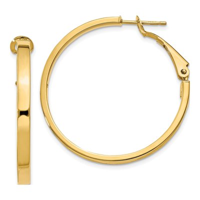 14K Yellow Gold 35mm Square Tube Hoop Earrings