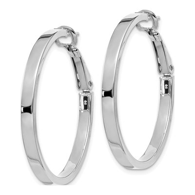 14K White Gold 35mm Square Tube Hoop Earrings – view 2