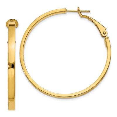 14K Yellow Gold 41mm Square Tube Hoop Earrings
