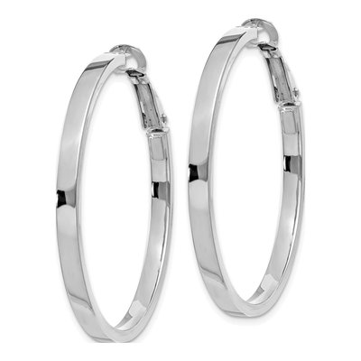 14K White Gold 41mm Square Tube Hoop Earrings – view 2