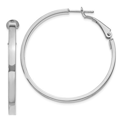 14K White Gold 41mm Square Tube Hoop Earrings