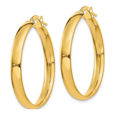 14K Yellow Gold 25mm Tube Hoop Earrings – view 2