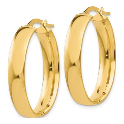14K Yellow Gold Oval Tube Hoop Earrings – view 3