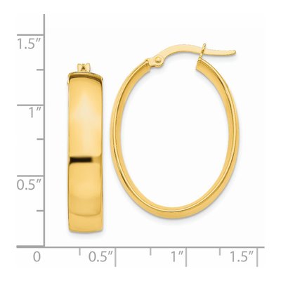 14K Yellow Gold Oval Tube Hoop Earrings – view 5