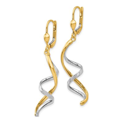 14K Two-Tone Gold Spiral Leverback Earrings – view 2