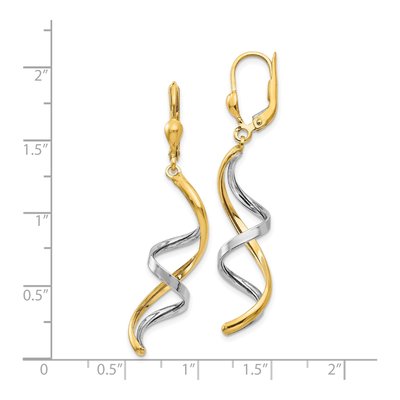 14K Two-Tone Gold Spiral Leverback Earrings – view 4