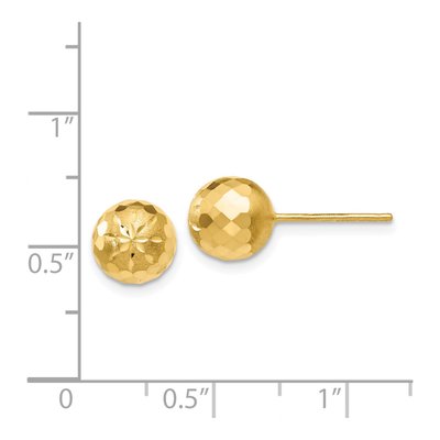 14K Yellow Gold Diamond-Cut Puffed Mirror Ball Stud Earrings – view 5