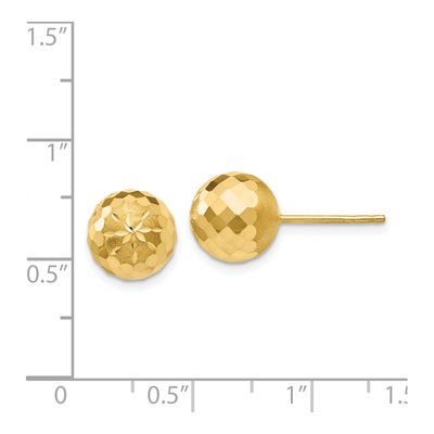 14K Yellow Gold Diamond-Cut Puffed Ball Stud Earrings – view 5