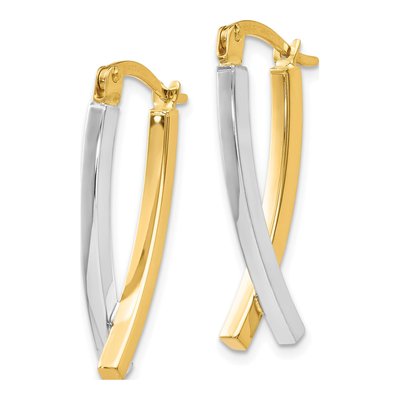 14K Two-Tone Gold Tube Dangle Earrings – view 3