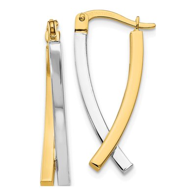 14K Two-Tone Gold Tube Dangle Earrings