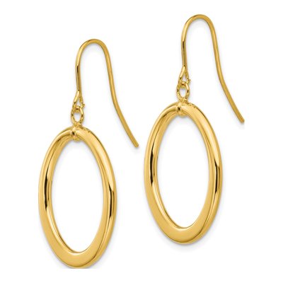 14K Yellow Gold Tapered Oval Dangle Earrings – view 3
