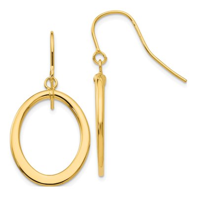 14K Yellow Gold Tapered Oval Dangle Earrings