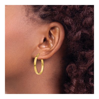 14K Yellow Gold 21mm Tube Hoop Earrings – view 3