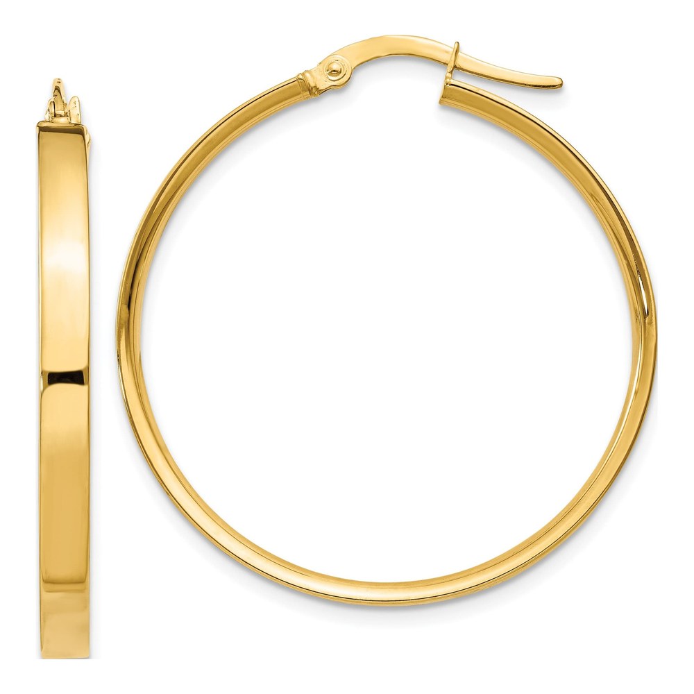 14K Yellow Gold 33mm Tube Hoop Earrings