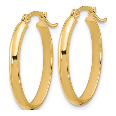 14K Yellow Gold Oval Tube Hoop Earrings – view 3