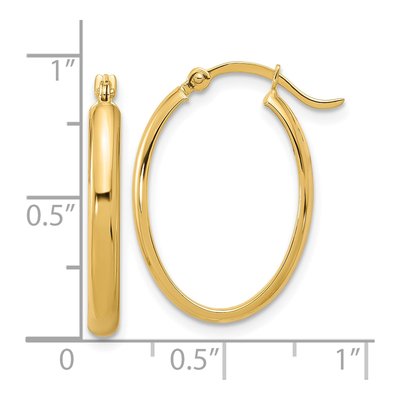 14K Yellow Gold Oval Tube Hoop Earrings – view 5