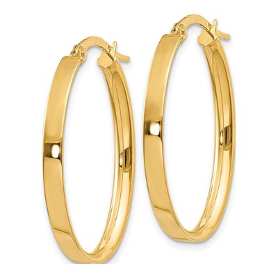 14K Yellow Gold Oval Tube Hoop Earrings – view 3