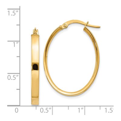 14K Yellow Gold Oval Tube Hoop Earrings – view 5