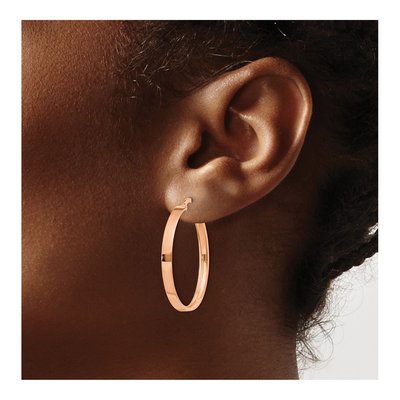14K Rose Gold 27mm Tube Hoop Earrings – view 4