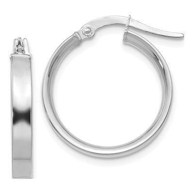 14K White Gold 16mm Tube Hoop Earrings