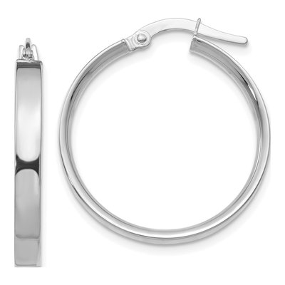 14K White Gold 21mm Tube Hoop Earrings