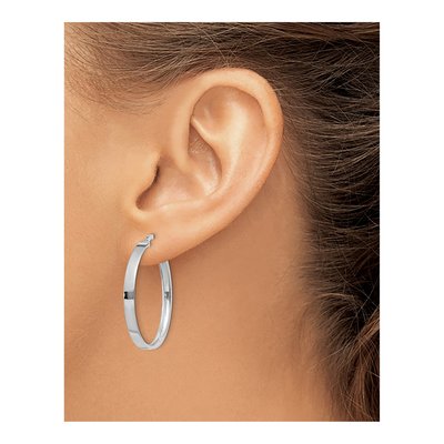 14K White Gold 27mm Tube Hoop Earrings – view 3