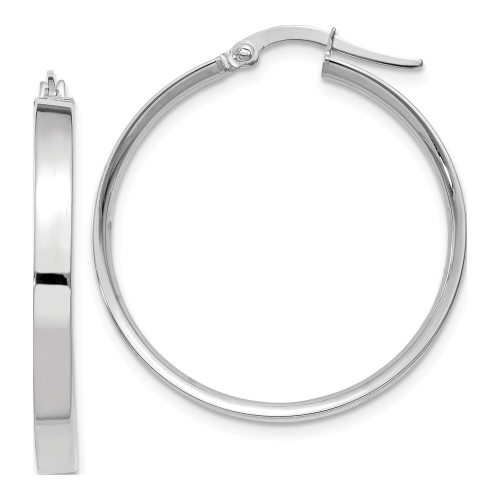 14K White Gold 27mm Tube Hoop Earrings