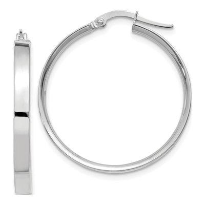 14K White Gold 27mm Tube Hoop Earrings
