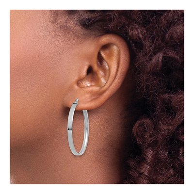 14K White Gold 33mm Tube Hoop Earrings – view 4