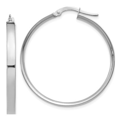 14K White Gold 33mm Tube Hoop Earrings