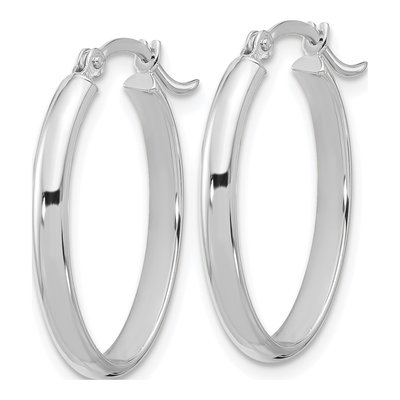 14K White Gold Oval Tube Hoop Earrings – view 2