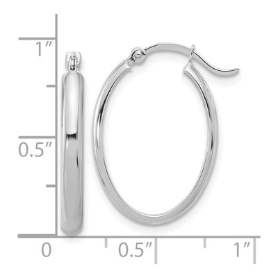 14K White Gold Oval Tube Hoop Earrings – view 3