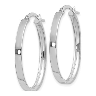 14K White Gold Oval Tube Hoop Earrings – view 3