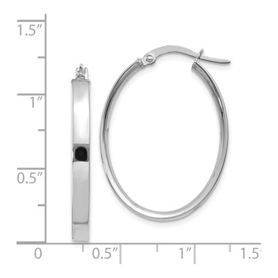 14K White Gold Oval Tube Hoop Earrings – view 5