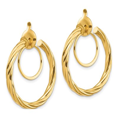 14K Yellow Gold 24mm Twisted Tube Hoop Earrings – view 3