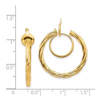 14K Yellow Gold 24mm Twisted Tube Hoop Earrings – view 5