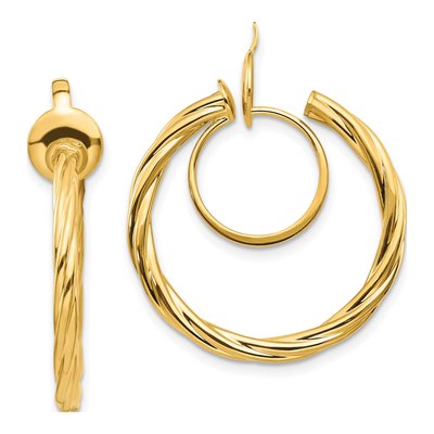 14K Yellow Gold 24mm Twisted Tube Hoop Earrings