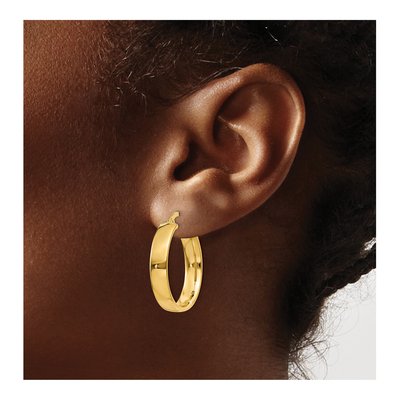 14K Yellow Gold 21mm Tube Hoop Earrings – view 3
